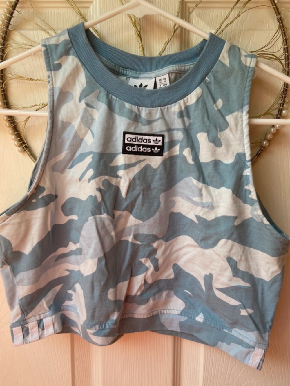 adidas Light Blue and White Camo Crop Top